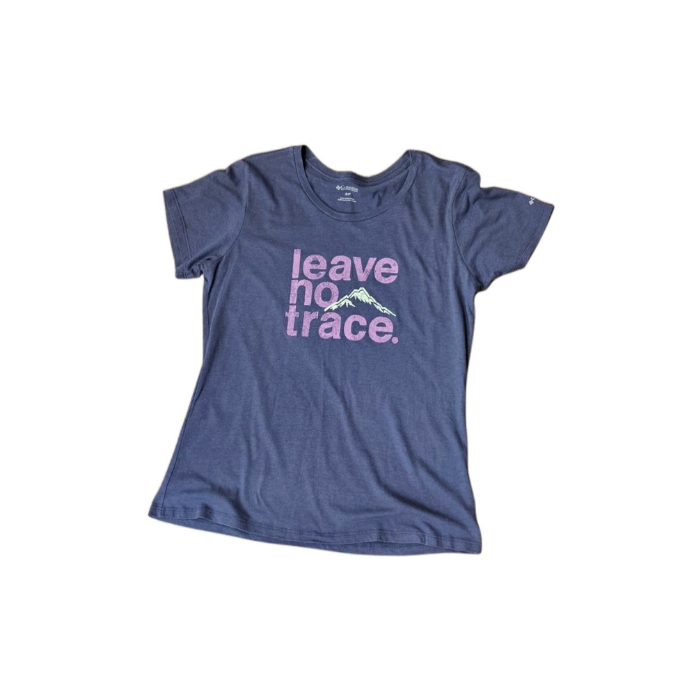 Columbia Womens "Leave No Trace" Graphic Tee Shirt Purple  Short Sleeve Small